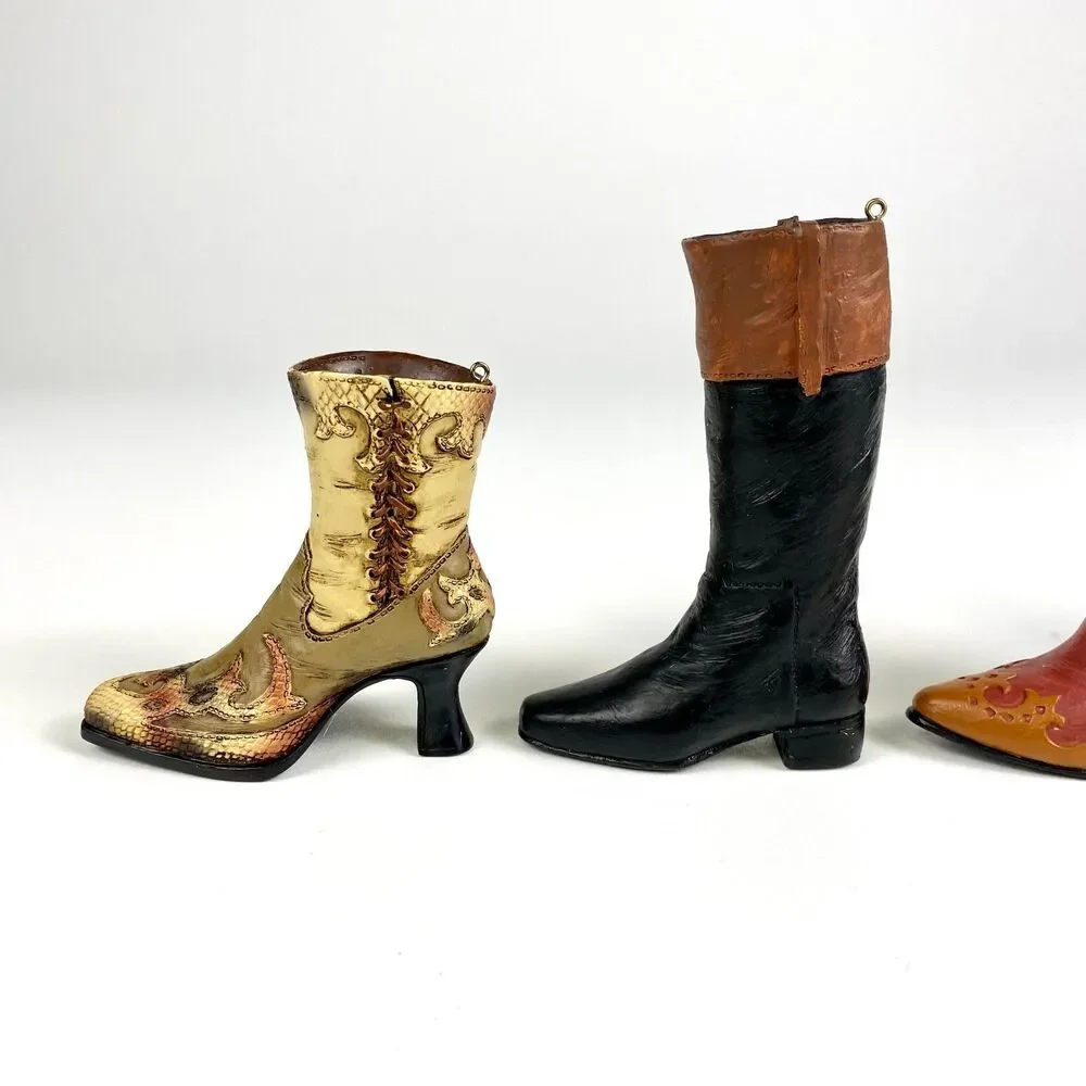 VTG JC Penney Mini Shoe Ornaments Women’s Casual Boot Set of 4 NIB Resin Boots - Picture 7 of 12